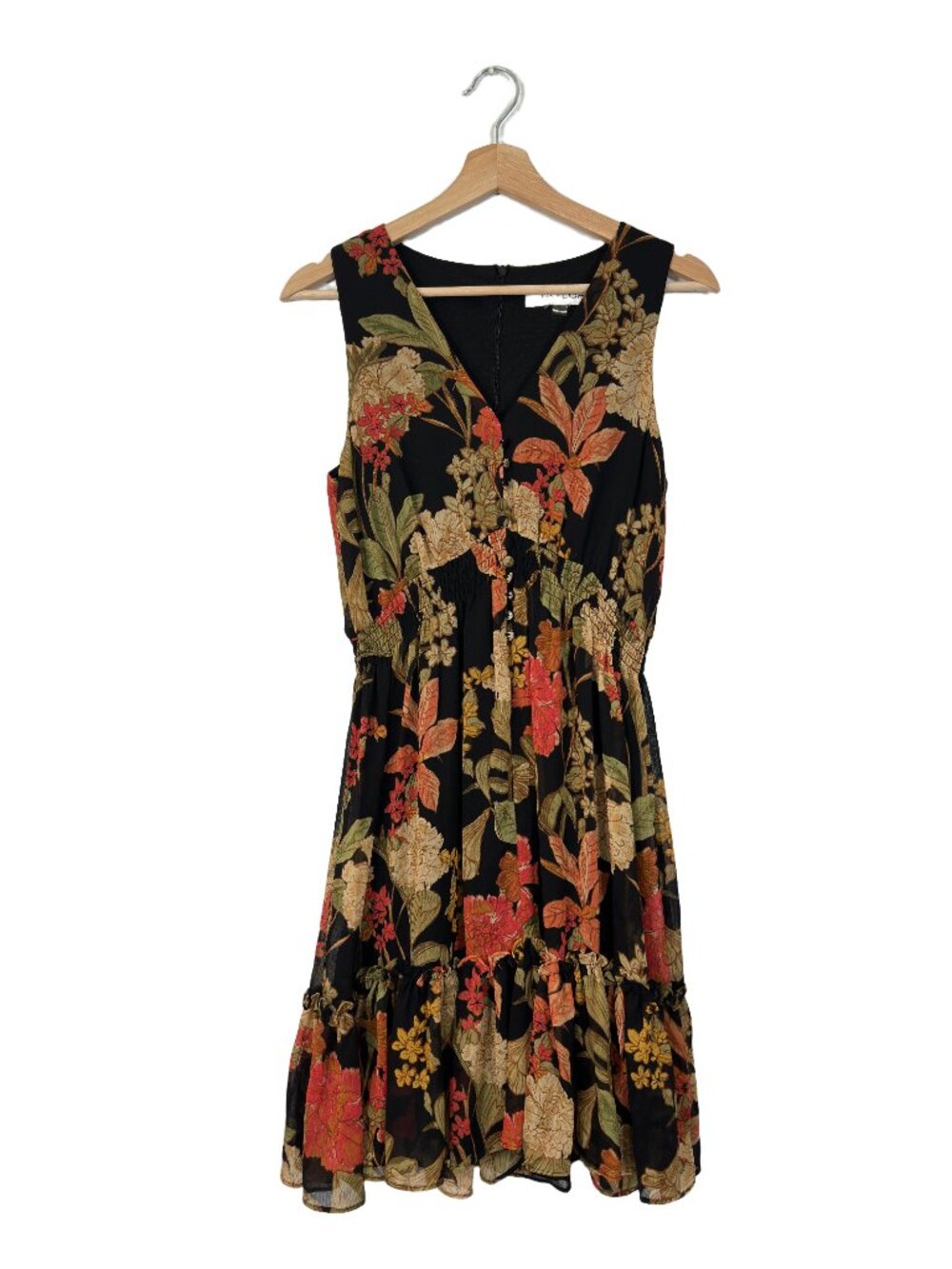Taylor Floral Smocked Waist Dress Ruffle Hem Fall Autumn Size 8 Flowy Feminine